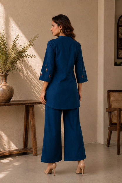Blue Charm Embroidered Co-ord Set