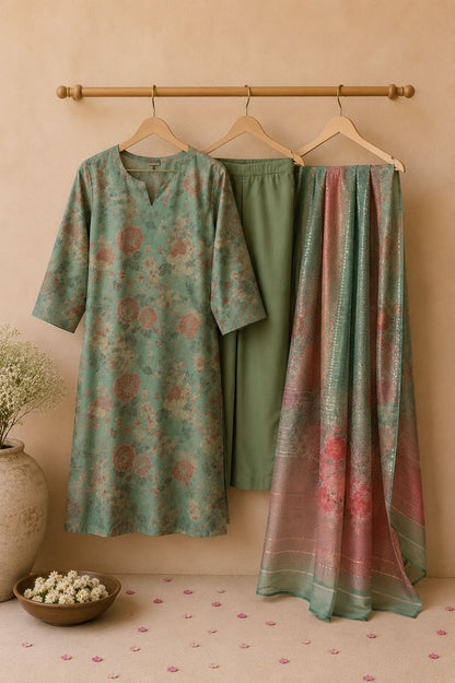 Pastel green printed kurta set