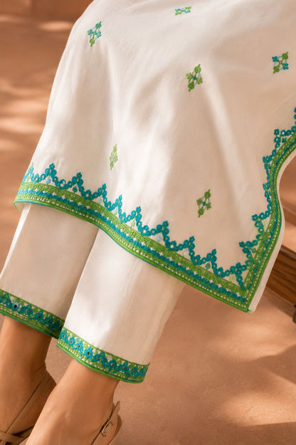 White Embroidered Suit Set