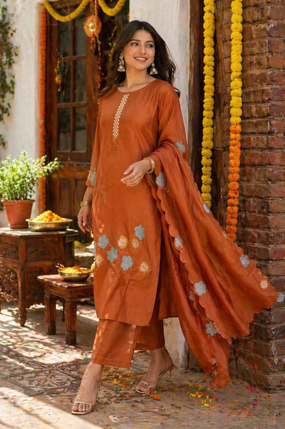 Rust Blossom Festive Suit Set