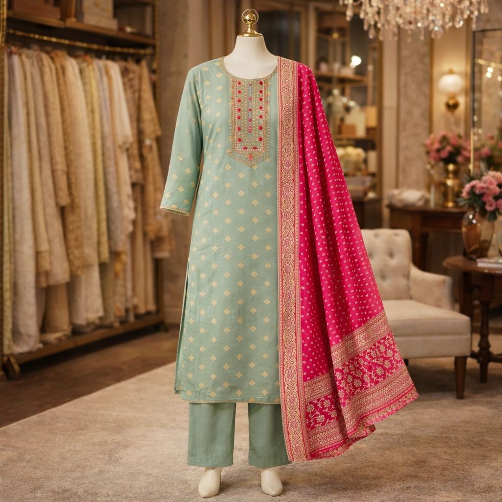 Mint Pink Silk Set