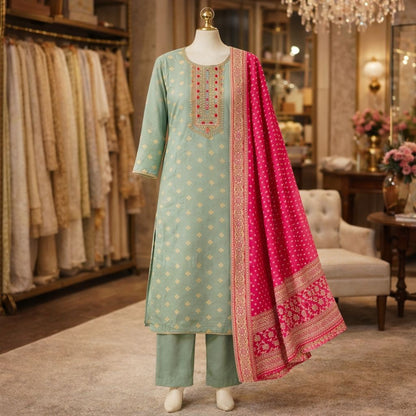 Mint Pink Silk Set