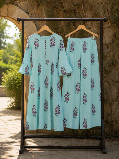 Powder Blue Floral Co-ord Set