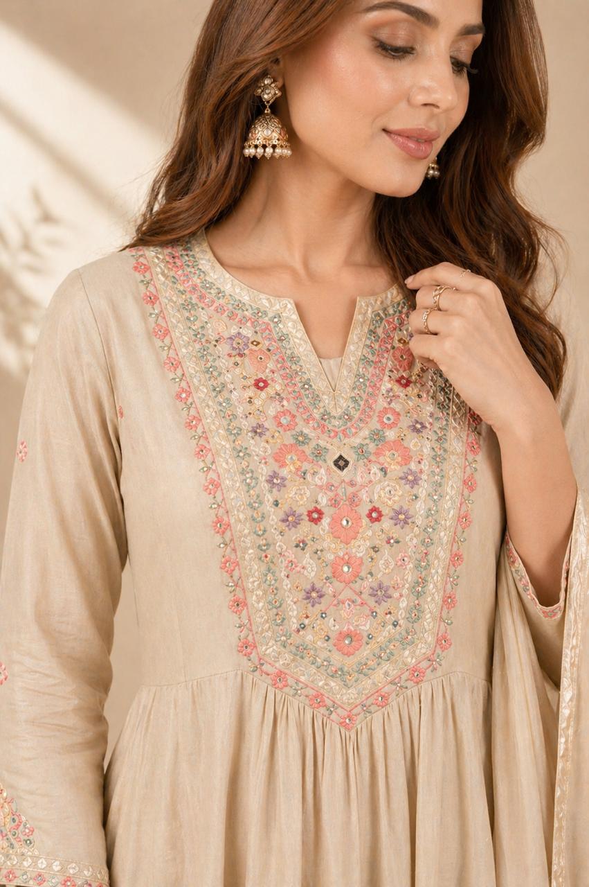 Champagne Grace Anarkali Set