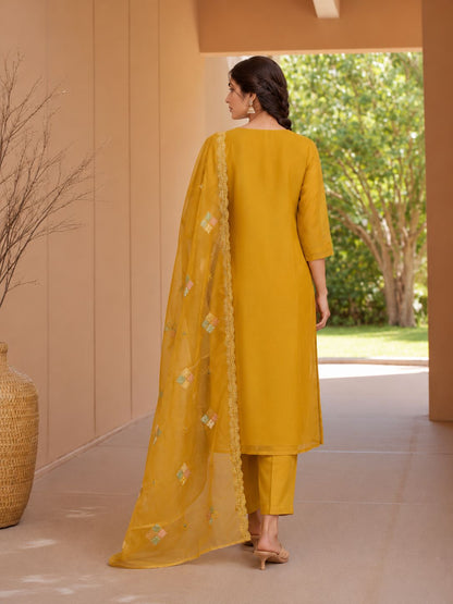 Mustard Mirror work suit set