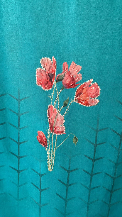 Teal Floral Suit Set