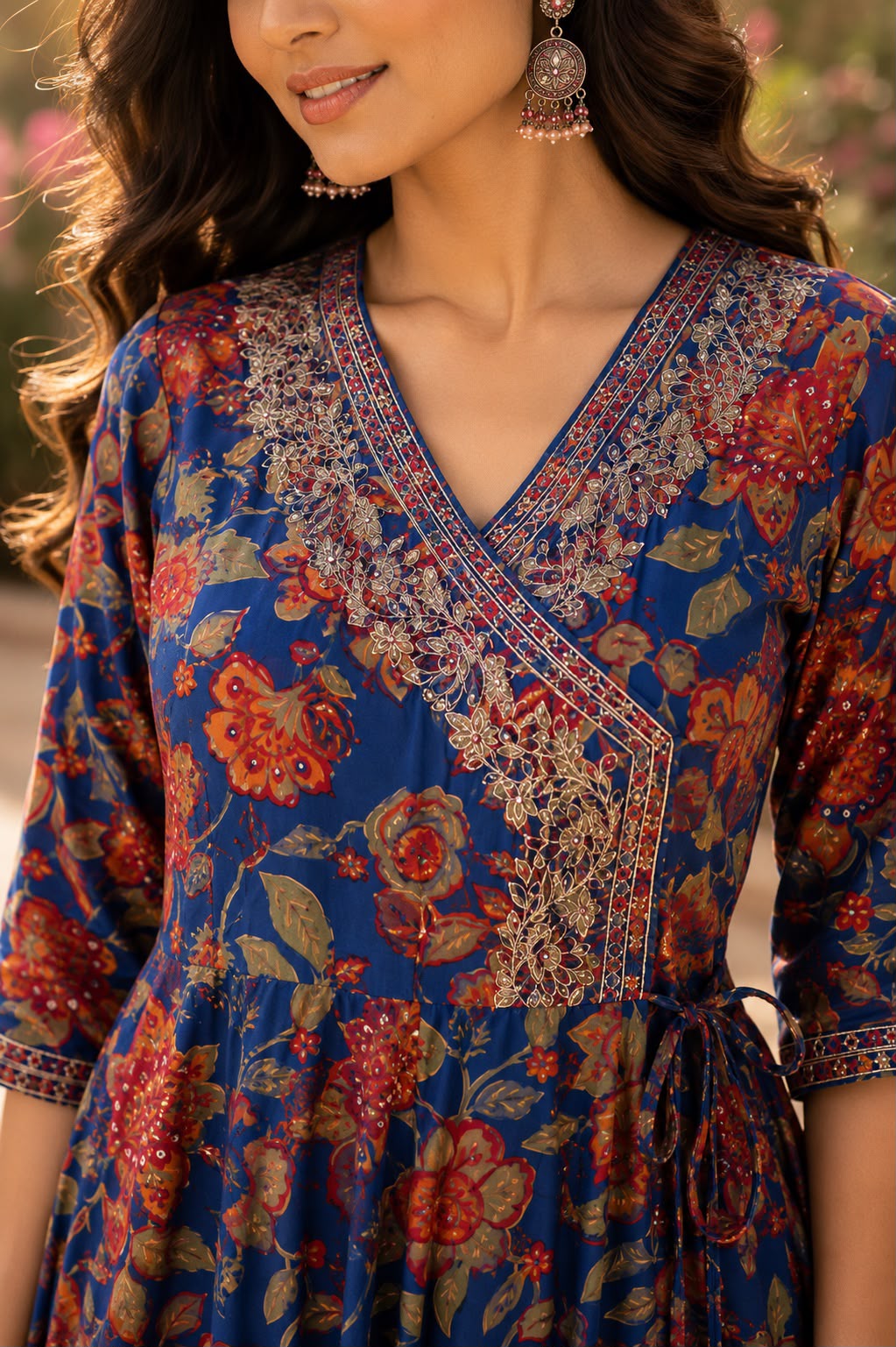 Indigo Bloom Anarkali Suit Set