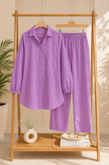 Lavender Schiffli Co-ord Set