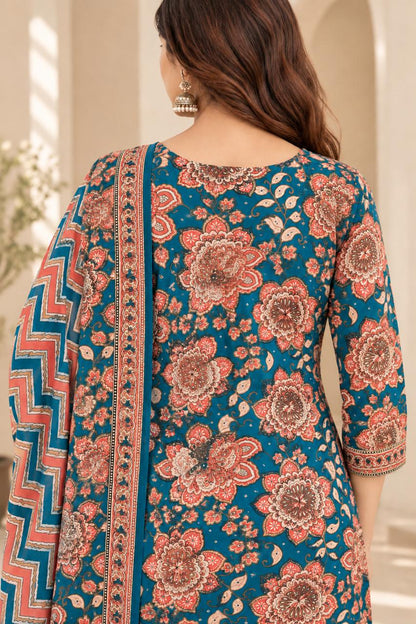 Teal Floral Suit Set