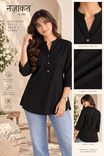 Sahaj Solid Black Top