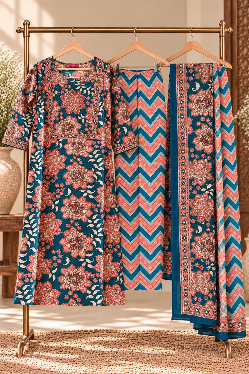 Teal Floral Suit Set