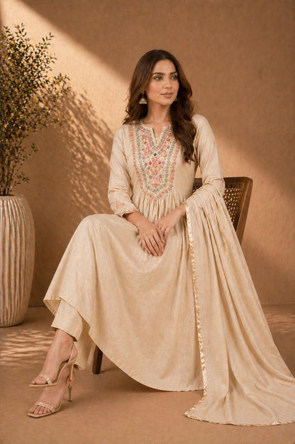 Champagne Grace Anarkali Set