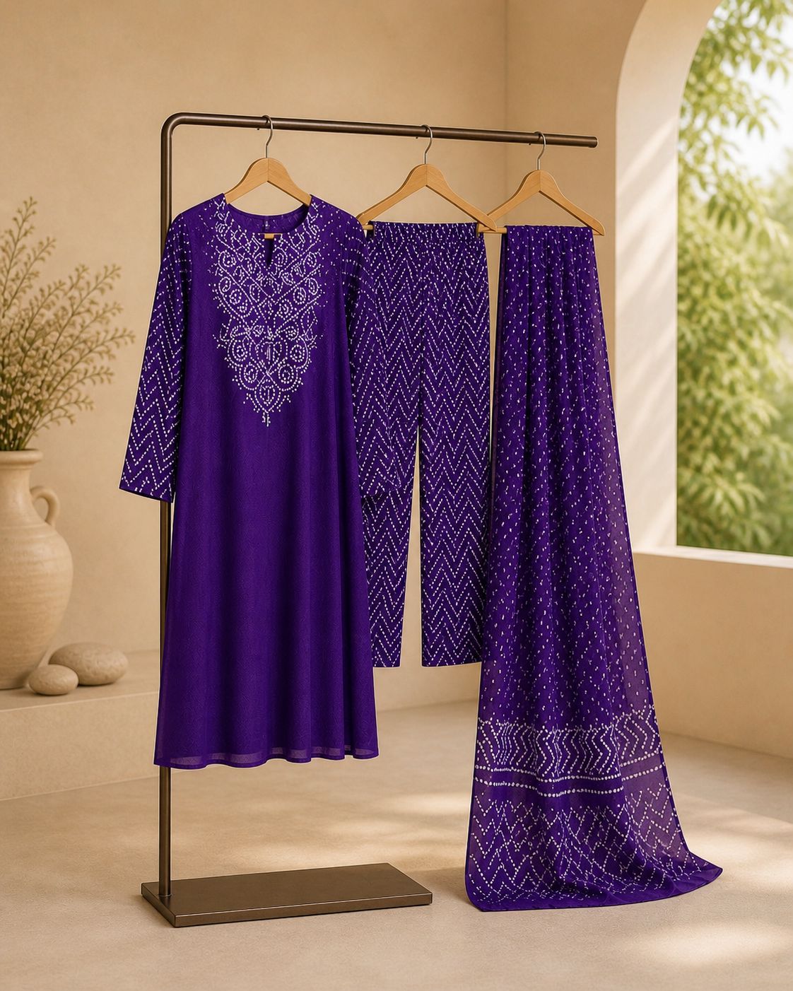 Rangrez Bandhani Suit Set
