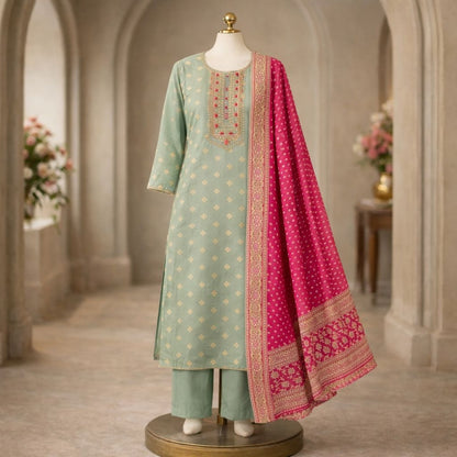 Mint Pink Silk Set