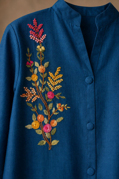 Blue Charm Embroidered Co-ord Set