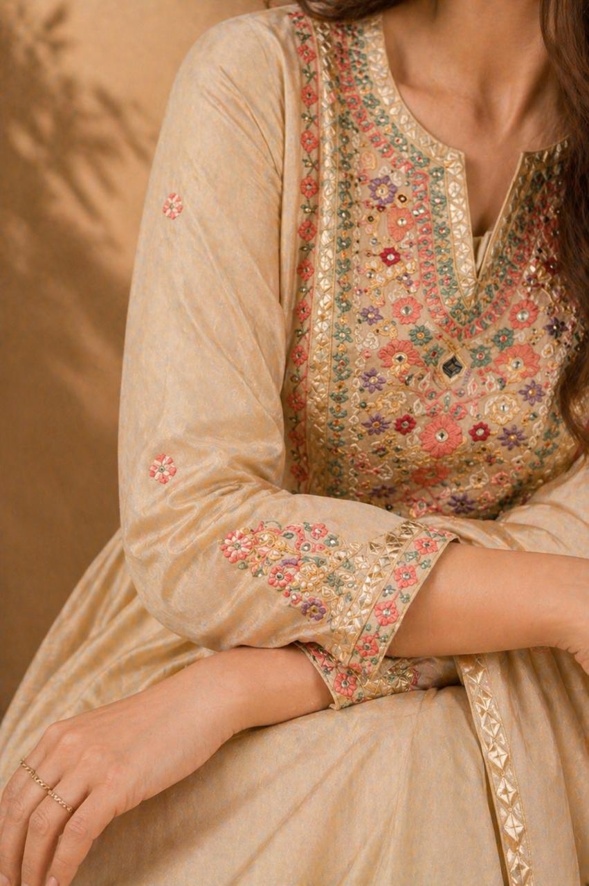 Champagne Grace Anarkali Set